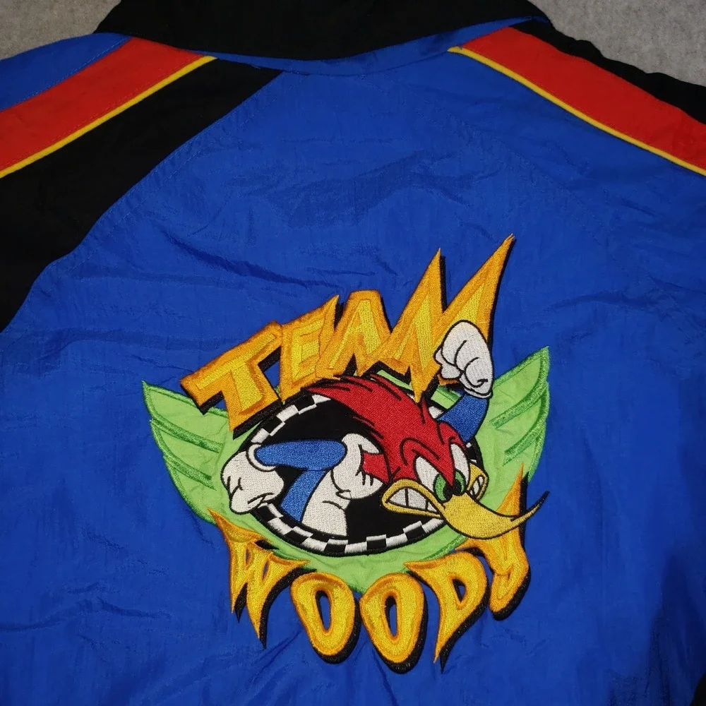 Vintage Nascar Woody Woodpecker Jacket Youth Sz L 16-18 Colorblock Chase Authent
